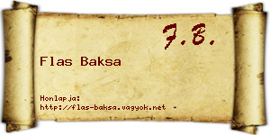 Flas Baksa névjegykártya